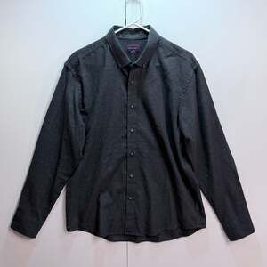 Untuckit Button Down Shirt Mens Large Dark Gray Flannel Long Sleeve Size L